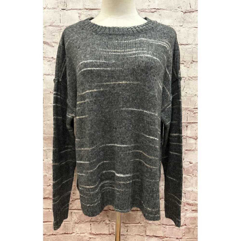 a.n.a. A New Approach Sweater Womens LARGE Gray Stacatto Drop Sleeve Boxy NEW